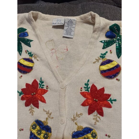 Vintage Bobbie‎ Brooks Ugly Christmas Sweater Vest Womens XL Beaded Embroidered - Picture 5 of 6